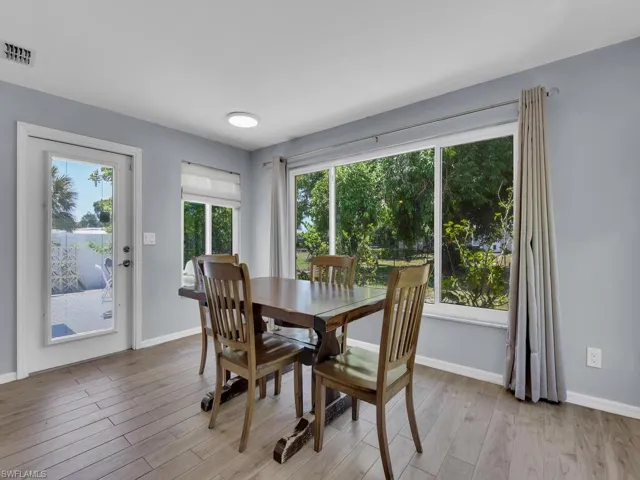 Dining space featuring light wood-type flooring