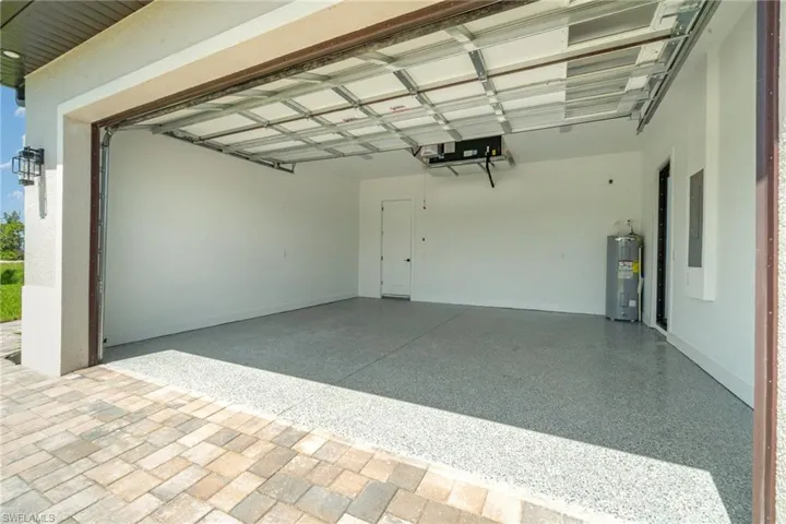 Garage with electric water heater