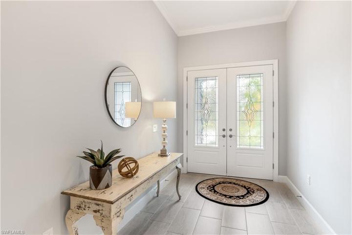Entry with leaded glass doors