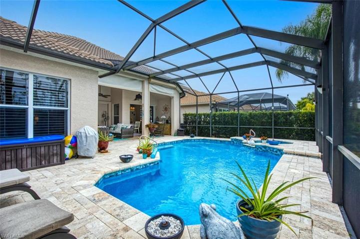 Lanai and Pool with Travertine