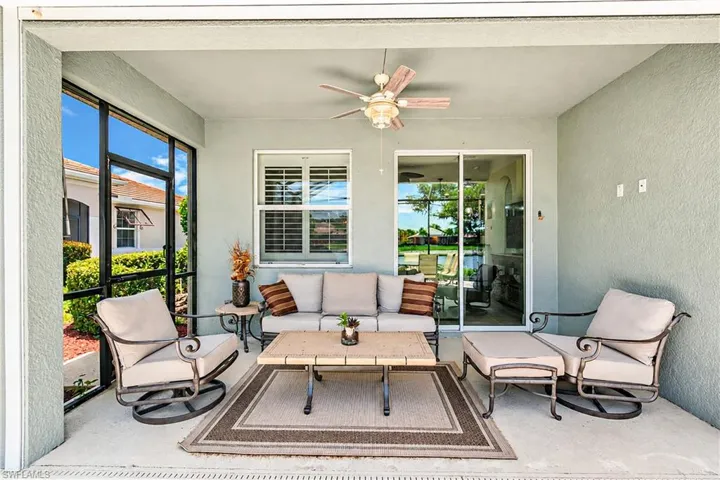 LARGE COVERED LANAI AREA FITS SEATING FOR ALL YOUR ENTERTAINING NEEDS.