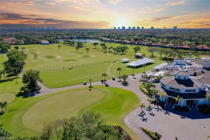 Ariel view of the driving range and practice facilities at Shadow Wood at The Brooks.