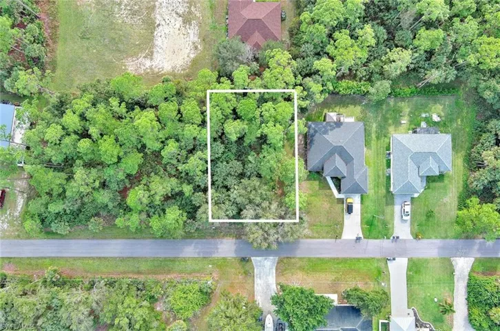 Aerial view of property's location with property parcel outlined