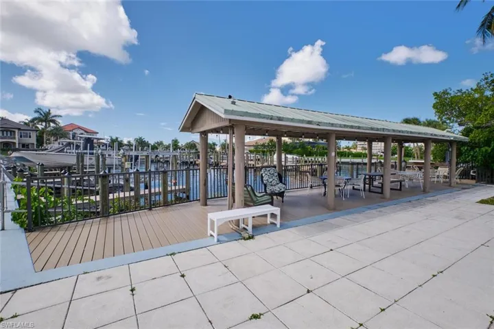 Covered seating area in community park