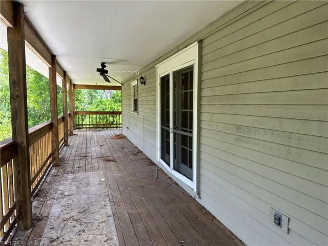 Left Side of Wooden terrace with ceiling fan