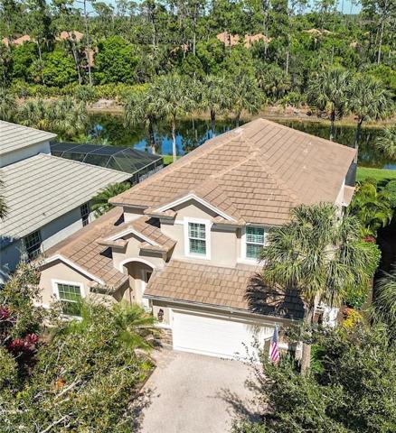 Front Aerial Elevation allow for a view of the water and preserve area behind the home!