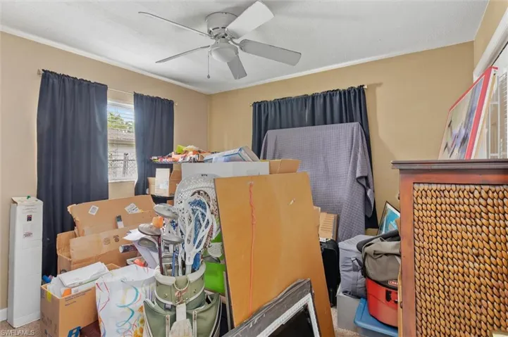 Storage area with ceiling fan