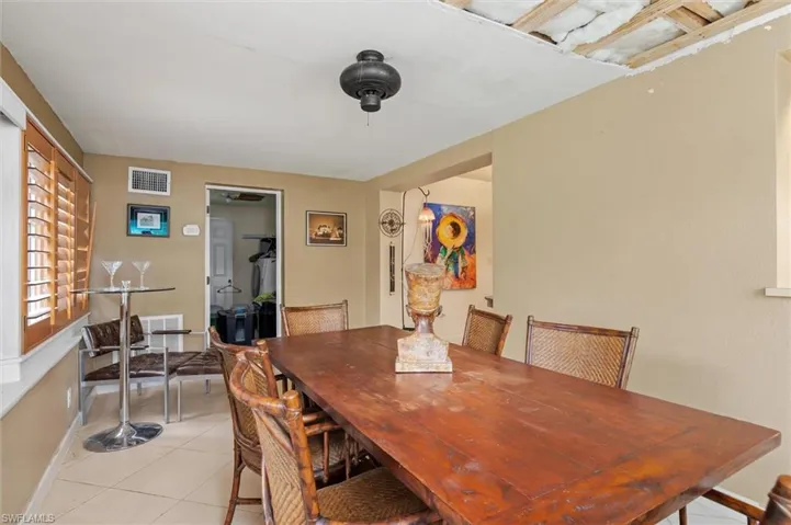View of tiled dining area