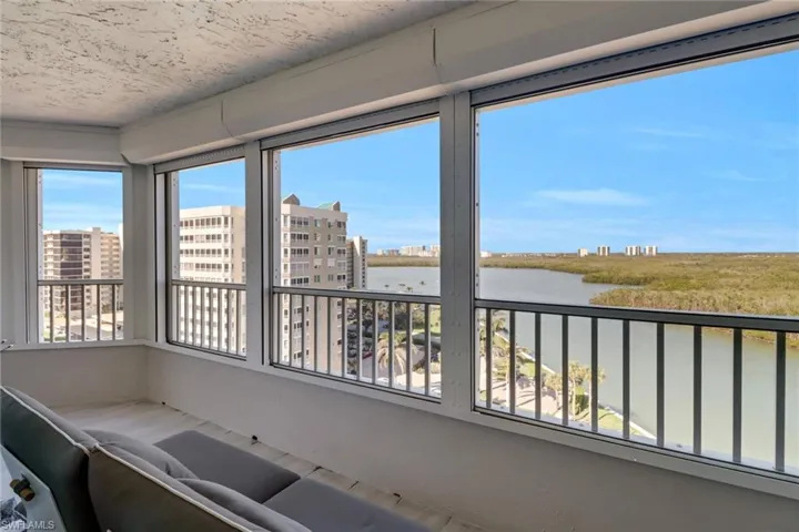 Main lanai with view of canal leading to Gulf.