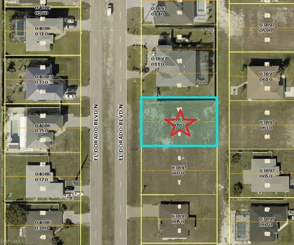 Aerial overview of property's location featuring property parcel outlined