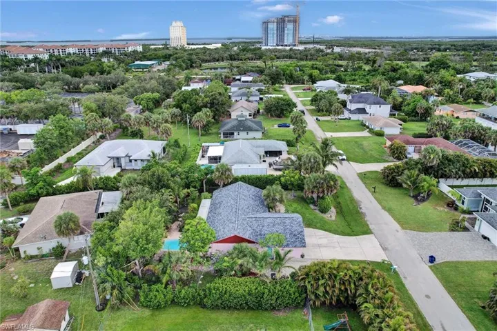 Aerial perspective of suburban area
