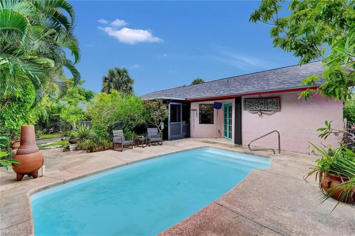 Outdoor pool featuring a patio