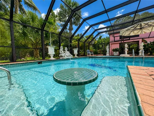 Digitally enhanced, Pool view of the built-in table.