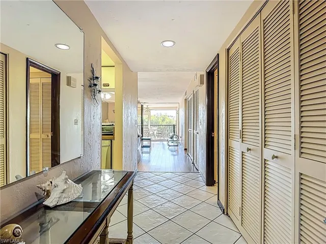 Hall with recessed lighting