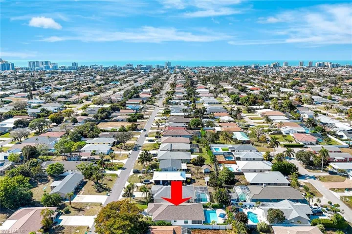View of property location with city skyline and nearby suburban area