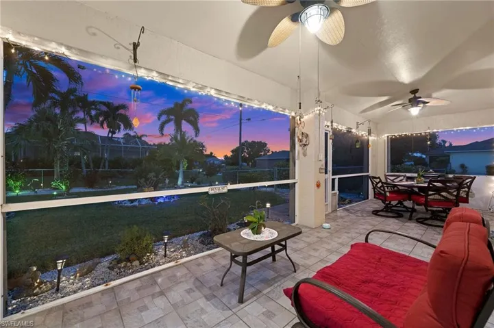 Patio terrace at dusk