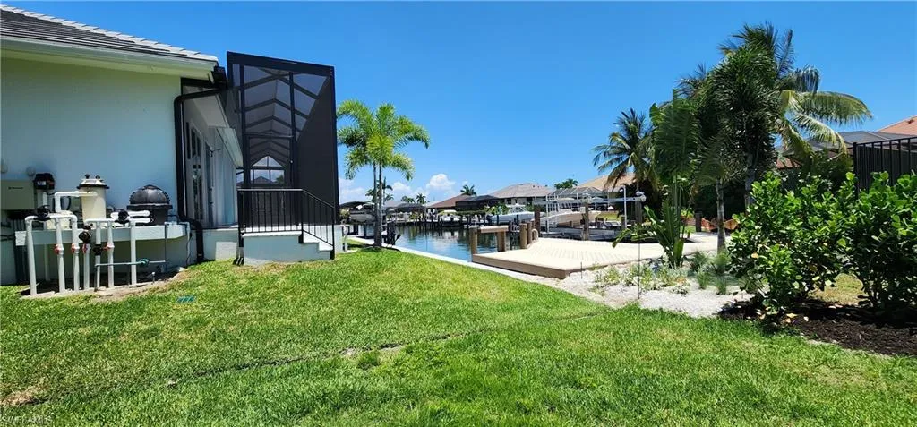 View of yard and a water view