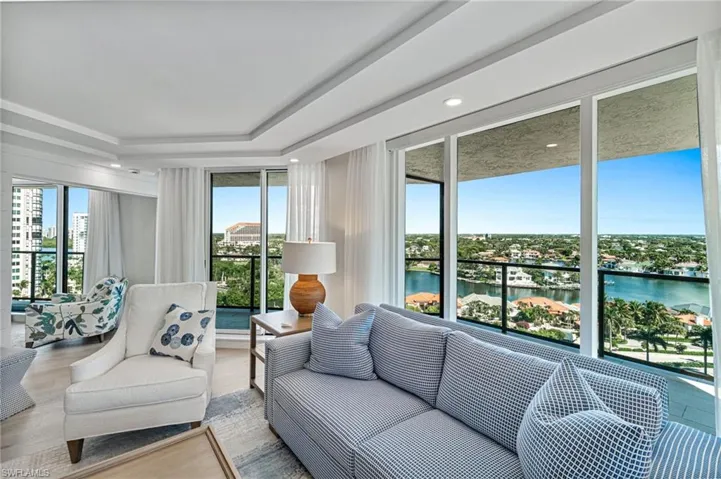 Beautiful views of Venetian Bay from the living room.