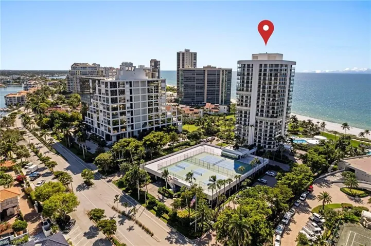 Aerial view of beachfront Meridian Club-
