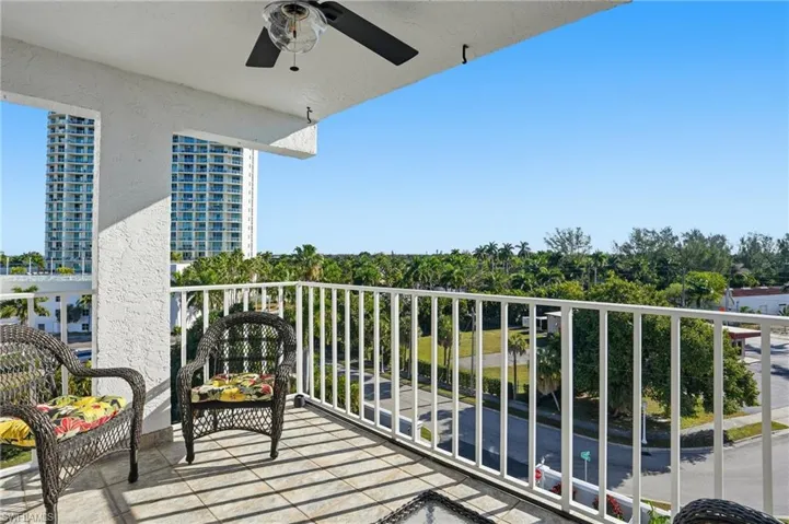 Balcony with a ceiling fan