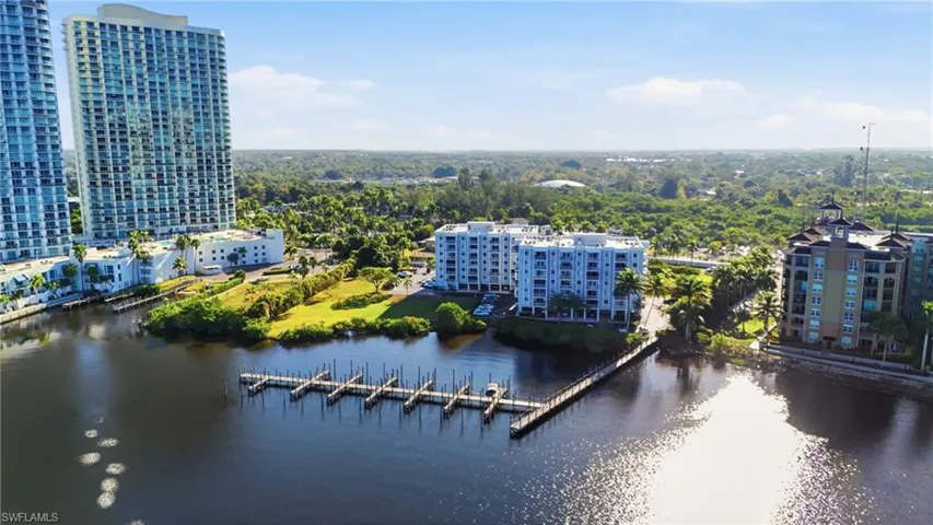 Drone / aerial view of a nearby body of water