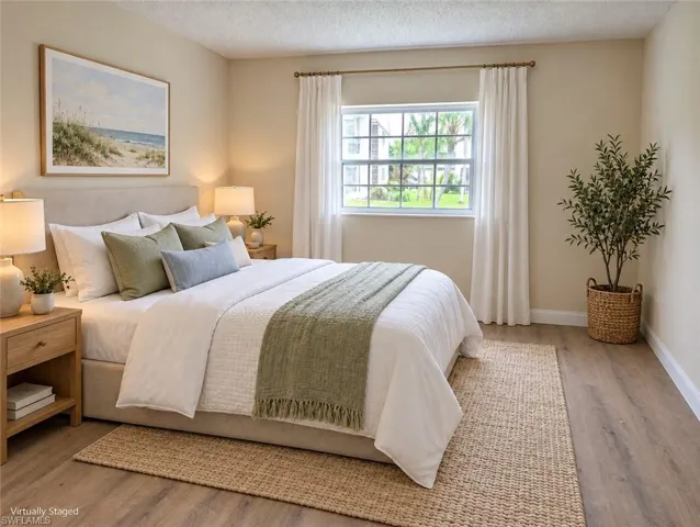 Staged primary bedroom