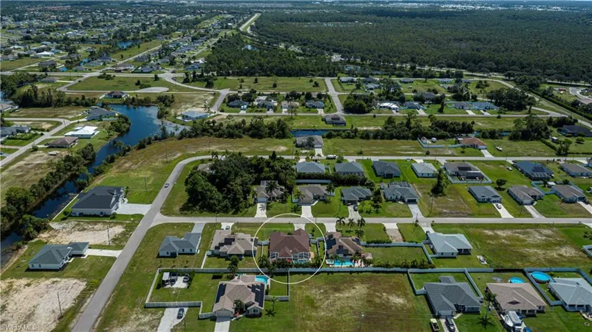 arial of home and neighborhood