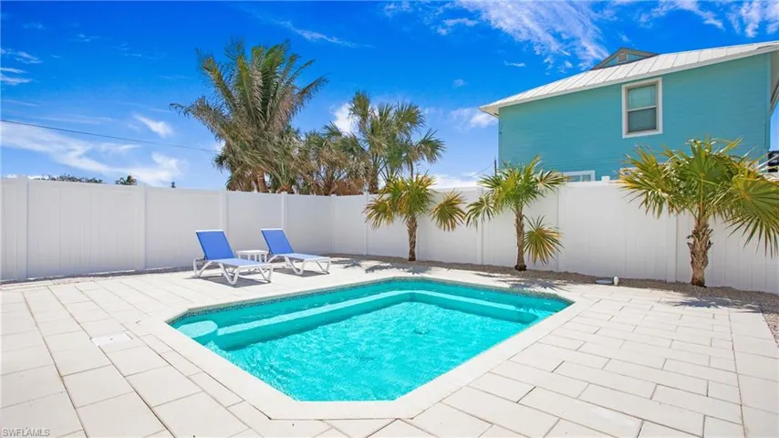 View of pool featuring a patio and a fenced backyard