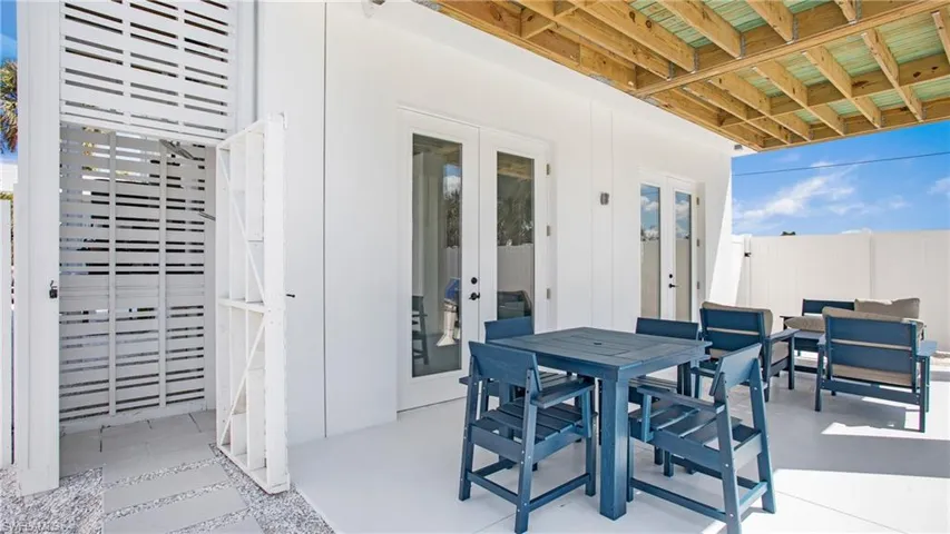 View of patio / terrace featuring french doors and outdoor dining area