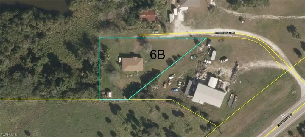 Aerial view of property's location with property parcel outlined