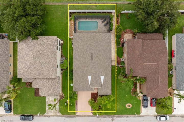 Aerial view of home roof - roof new in Jan 2023.