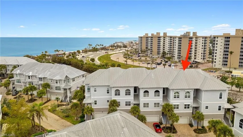 Birds eye view of property with a Gulf view