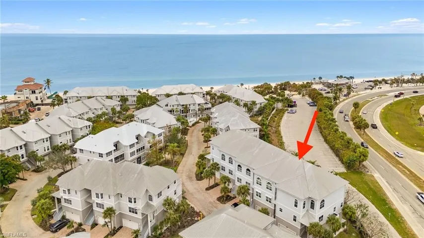 Birds eye view of property with a Gulf view