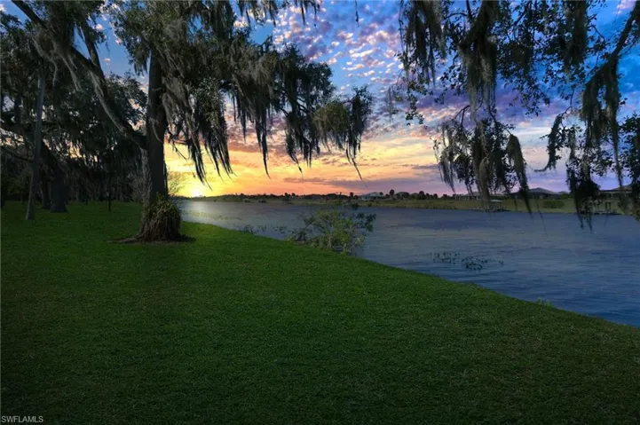 Sunset off the north side of the property overlooking the expansive Caloosahatchee river.