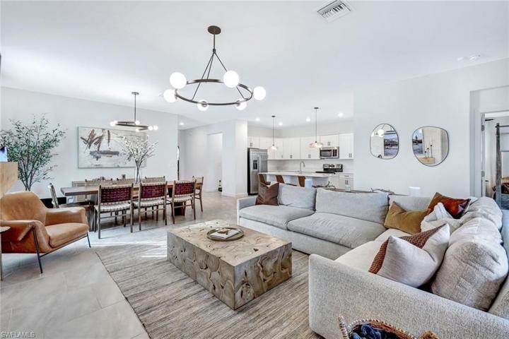 This spacious great room is open to the kitchen.
