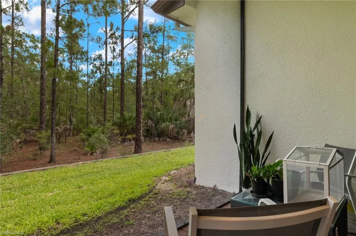 Screened lanai with view of preserve