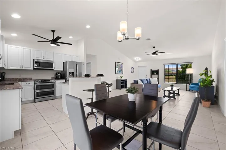 Dining area is open to the kitchen and living room