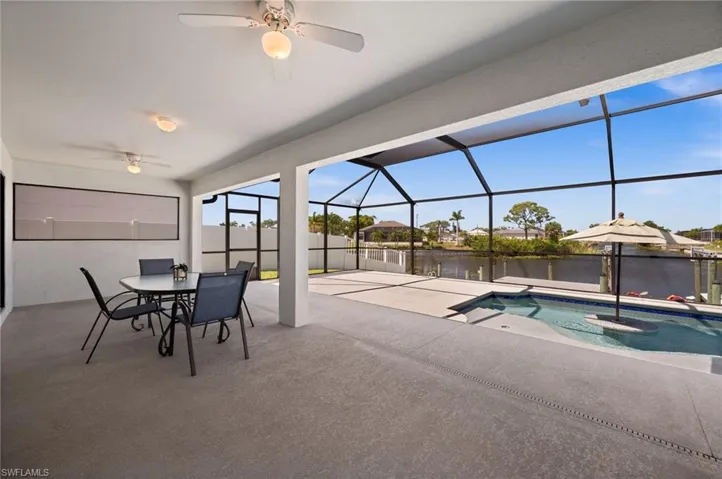 Huge lanai with a view down the canal