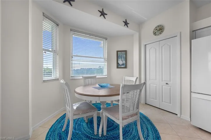 View of tiled dining space