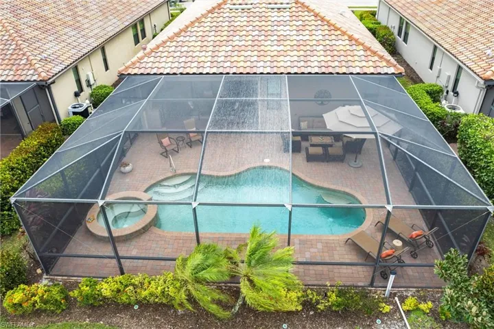 Aerial View-Back of Home with Lanai and Pool