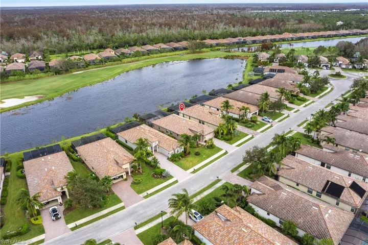 Aerial-Front of Home with View of Lake and Golf Course