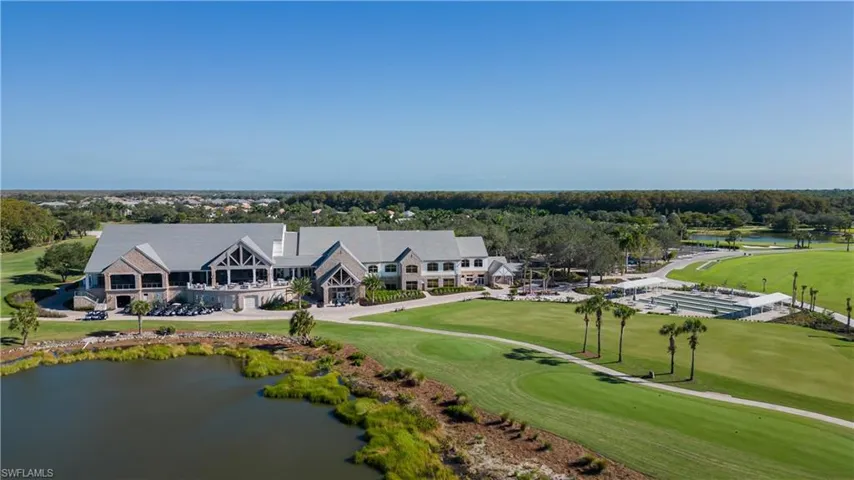 Aerial View-Newly Renovated Clubhouse with Bocce and Driving Range