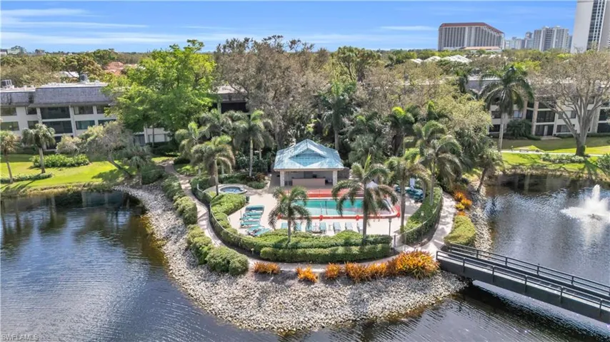 Drone / aerial view of a nearby body of water