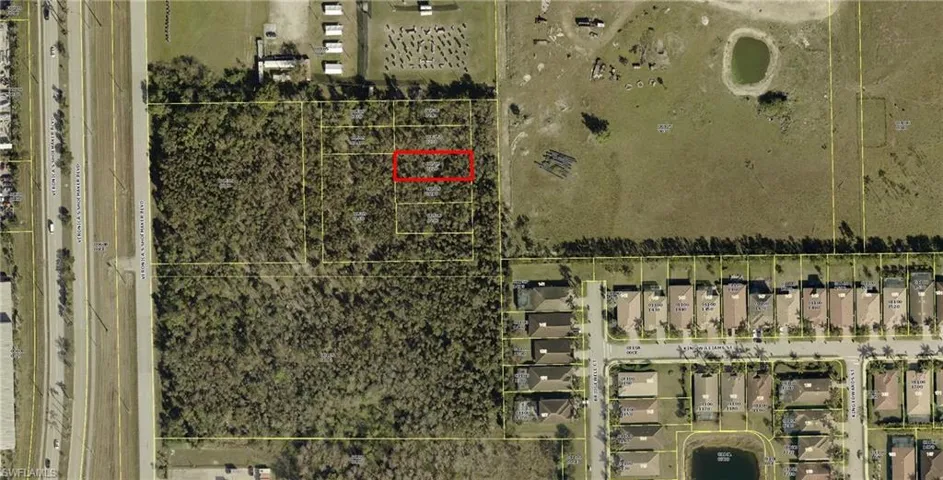 Aerial overview of property's location with property boundaries highlighted