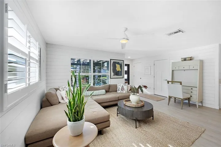 Tastefully renovated living room, coastal fresh and waiting for you!