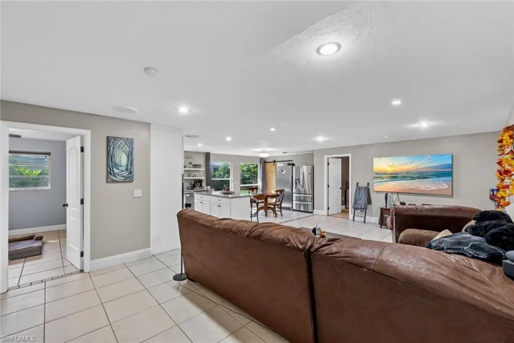 View of tiled living room