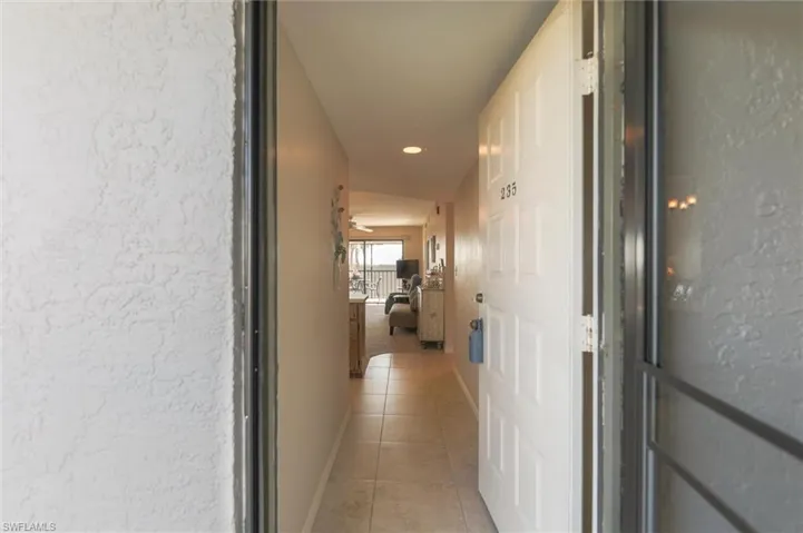 Hall with tile floors