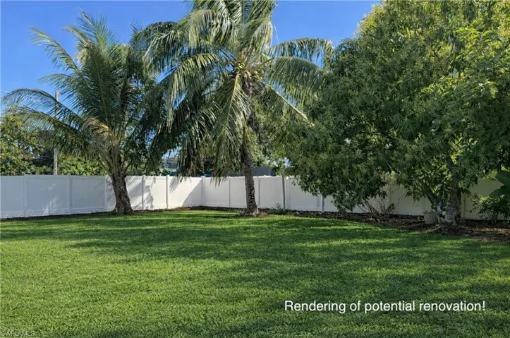View of fenced backyard