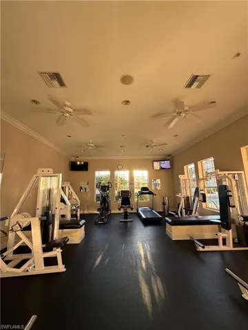 Gym featuring crown molding