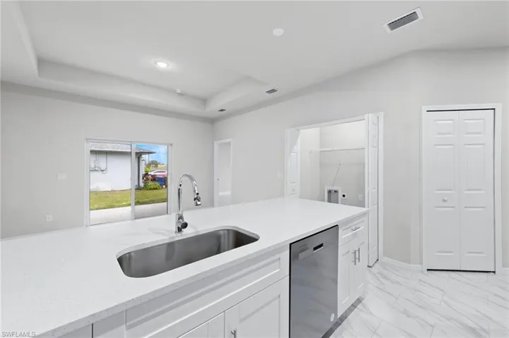 Large quartz countertop with incredible layout perfect for your entertaining needs